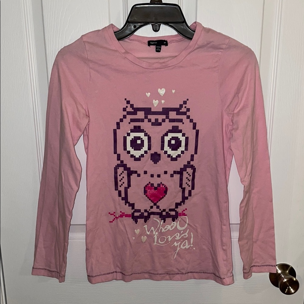 GAP Girls Pink Long Sleeve Owl Tee